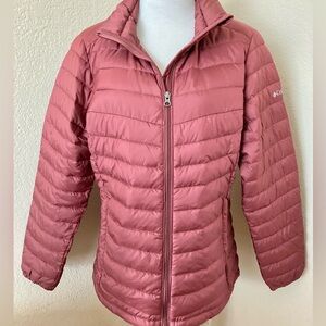 Puffer Jacket Columbia Jacket Full zipper Nylon jacket raspberries red women’s M